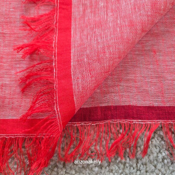 NWT 100% Capri Linen Scarf Red/Pink/Coral Italy - Picture 4 of 9